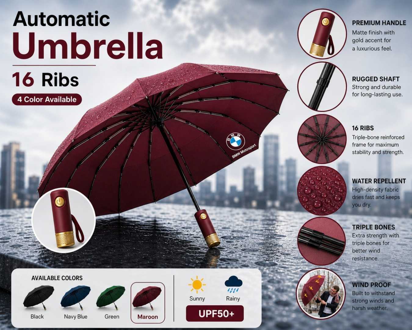 BMW,Premium,Umbrella,(Maroon)