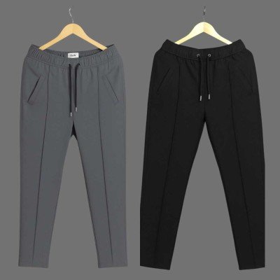 2 Pcs Formal Pant Cutting Trouser For Men ( Ash & Black)