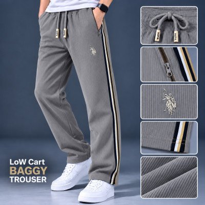 China coat Fabric low cut baggy trouser