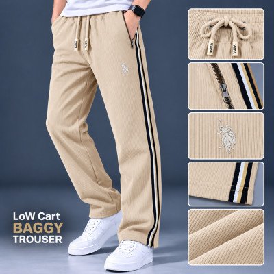 China coat Fabric low cut baggy trouser